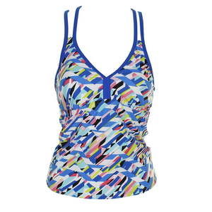 GO GOSSIP  Womens Crossed Signals Printed Racerback Tankini Top,Medium